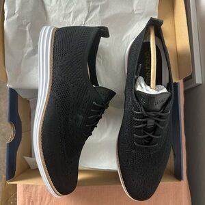 Cole Haan Black Knit Wingtip Oxfords